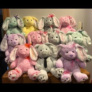 Custom Personalized / Embroidered Bunnies.,Two sizes avail:small $55,large $70